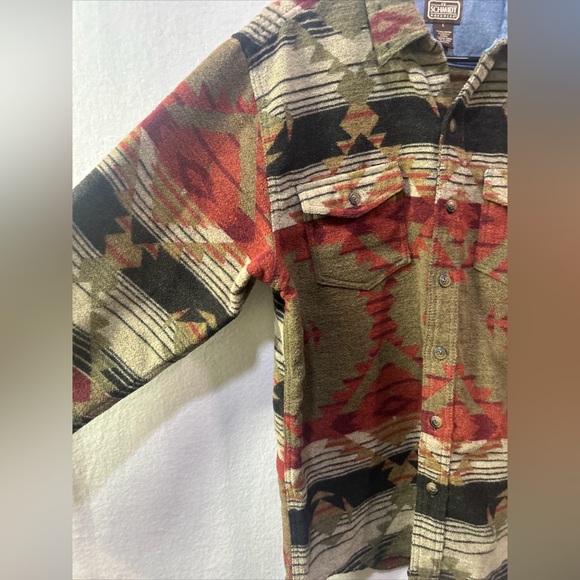 C.E. Schmidt Men's Workwear Shirt Chore Jacket Aztec Southwest Print Size L EUC - Picture 4 of 10